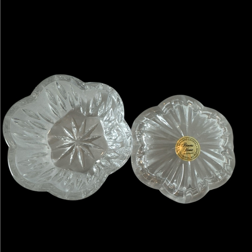 Vtg Princess House Scalloped 24% Lead Crystal Trinket Dish W/ Lid (2-P) - Picture 2 of 9